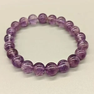 Armband 9 mm + natürliche klare Amethyst Quarz Kristall Perlen Heilung - Bild 1 von 10