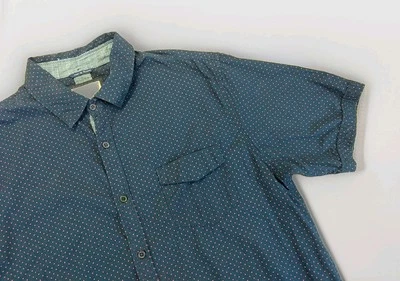 Hudson Barrow Mens Button Down Shirt Size XL SLIM Short Sleeve Blue Red Dot - Image 1 of 4