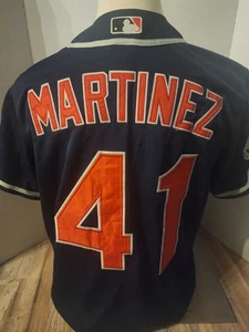 Maglia da baseball MLB autentica Cleveland Indians Victor Martinez Majestic 2007 WS - Foto 1 di 5