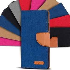 Protective Cover for Huawei Phone Case Book Case Flip Cover Bag Jeans Fabric - Picture 1 of 10