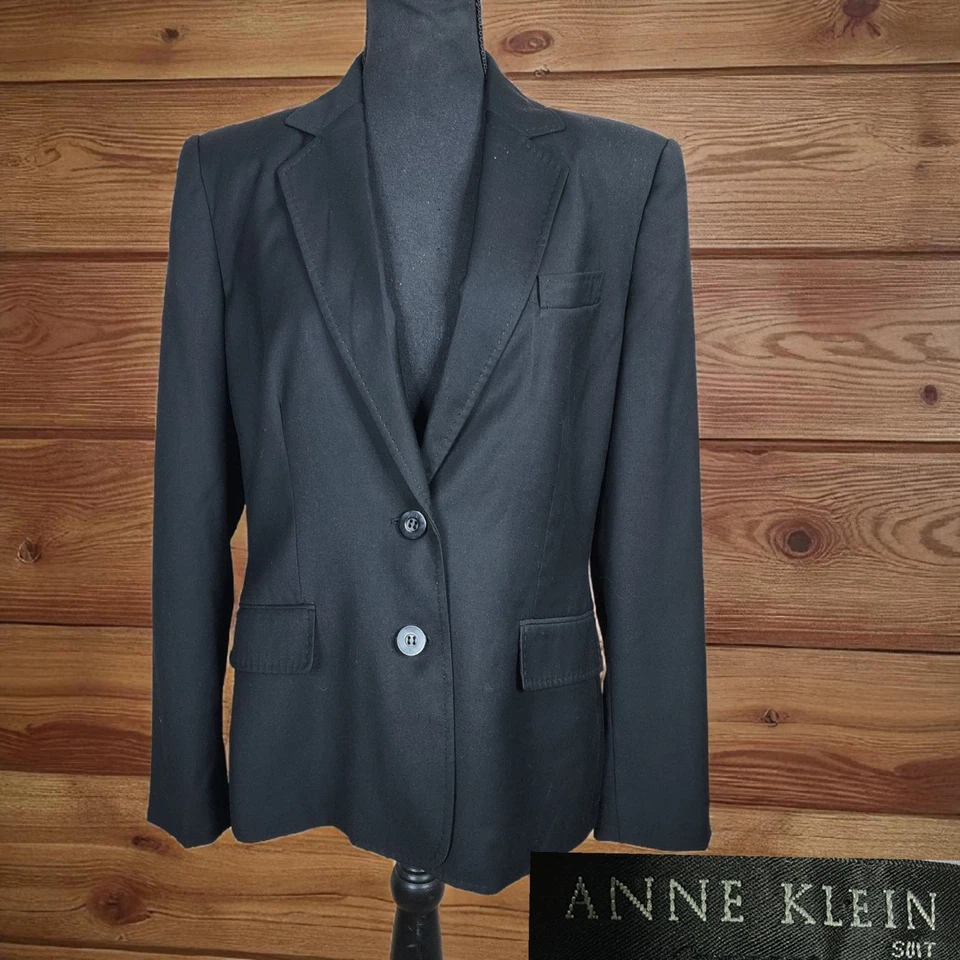 Куртка женская Ann Klein Blazer 12 черная на 2 пуговицах одинарная вентилируемая - Изображение 1 из 4