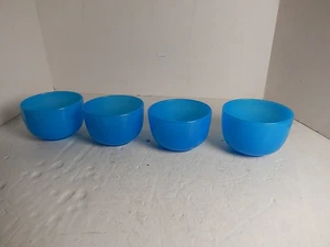 Antique French Portieux Vallerysthal Blue Opaline Glass Finger Bowl Set of 4 - Picture 1 of 5