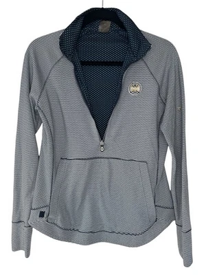 Пуловер женский Kate Lord PGA Tour Golf Quarter на молнии средний темно-синий белая полоса - Изображение 1 из 4