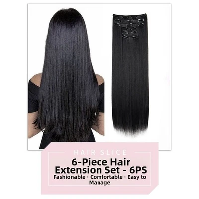 Glatte Kunsthaar Extensions 6 Stück Clip In Echthaar 16 Clips 60 cm - Bild 1 von 4