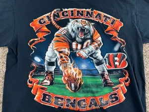 Cincinnati Bengals Shirt Herren Large Flaming Football NFL Y2K - Bild 1 von 8