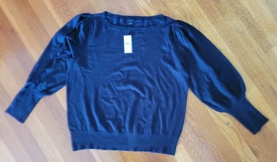 Suéter Ann Taylor Factory XL Negro Ligero Hinchado Manga Larga Excelente Nuevo con Etiquetas Foto 1 de 4