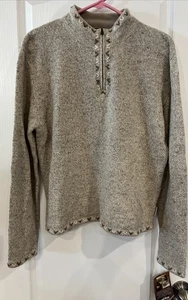 Woolrich Sweater Womens LG British Tan Quarter Zip Wool Blend Outdoors ~ NWT - Picture 1 of 6