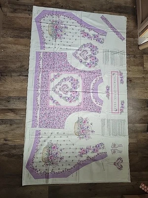Cut & sew fabric Vest Thinking Of You Hearts And Flowers Two Complete Panels  - Image 1 of 4