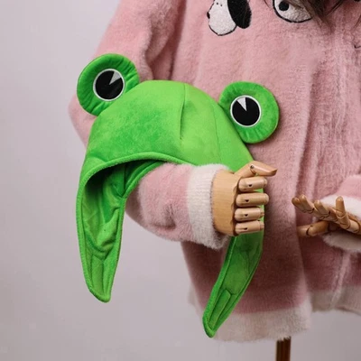 Cute Plush Frog Hat Costume Funny Keep Warm Frog Ears Hat for Adults Halloween - Image 1 of 4