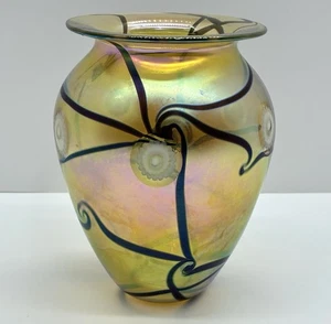 Robert Eickholt Ölpest Finsternis Kunstglas Vase Aurene Glanz irisierendes Band - Bild 1 von 7