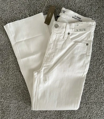 Women's NWT J. Crew 9" Demi Boot Crop Jeans, White, Size 27 - Image 1 of 4