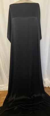 100% Silk Crepe Satin Face & Matte Back Black Fabric By the Yard 43" Wide - Image 1 of 4