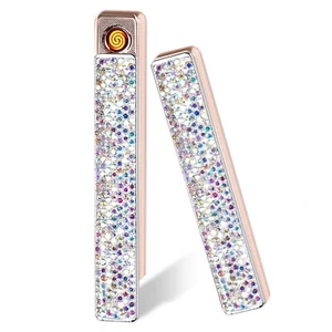 Electric Lighter, Luxury Bling Rhinestone Type-C Rechargeable Lighter with Pu... - Picture 1 of 7