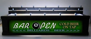 BLACK FINISH - COLOR LED'S BILLIARDS POOL HALL LIGHTED 18 TAP HANDLE HOLDER - Picture 1 of 1