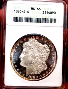 MORGAN SILVER DOLLAR 1880 S ANACS MS 66++ OLD HOLDER SHOULD BE PL MONSTER COIN - Picture 1 of 4
