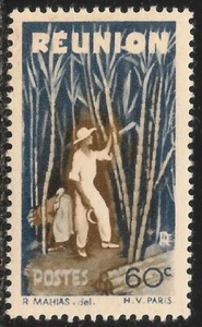 Reunion #253 (A28) VF MLH - 1947 60c Cutting Sugar Cane - Picture 1 of 1