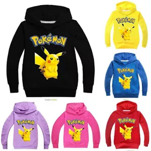 Kids Pokemon GO Pikachu Casual Hoodie Sweatshirt Jumper Youtube Hooded Top Gifts - Picture 1 of 20
