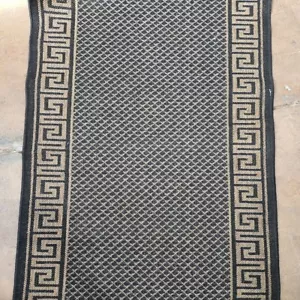 Mos Rugs Chino Hall Runner Greek Key Rubber Backed 80cm wide Hallway Runner - Picture 1 of 3