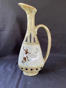 jarra italiana de cerámica antigua/vintage decorada con escena de caza. Marcado - Imagen 1 de 8