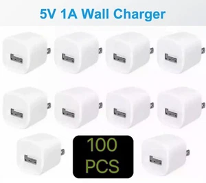 100x USB 1A Power Adapter AC Home Wall Charger US Plug FOR iPhone 6 7 8PLUS ipod - Picture 1 of 2