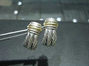 PENDIENTES CABLE DAVID YURMAN FINO ORO AMARILLO Y PLATA - AUTÉNTICOS USADOS - Imagen 1 de 10
