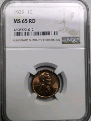 1929 LINCOLN WHEAT CENT NGC MS65 RED - Image 1 of 4
