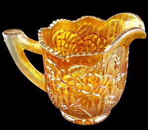 Vintage Imperial Carnival Glass Breakfast Creamer Retro Marigold Pitcher 5.5”L - Picture 1 of 6
