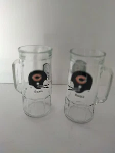 Vintage NFL Chicago Bears Clear Glass Helmet Logo Beer Mugs - Picture 1 of 3