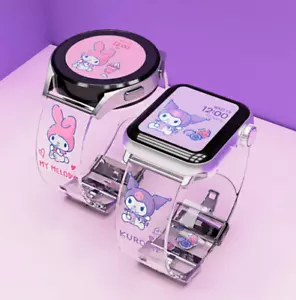 Sanrio Watch Band for APPLE Galaxy Clear TPU Strap Kuromi My Melody Hello Kitt - Picture 1 of 18