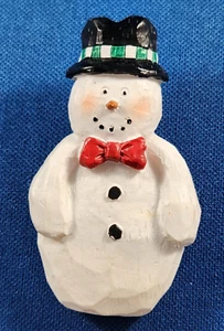 Snowman Brooch Pin Black Top Hat Red Bow Holiday Christmas - Picture 1 of 2