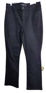 NWT Chico's sz 2 12 L 14 XL Platinum Barely Boot Black Cotton Jean Denim Slim 89 - Picture 1 of 6