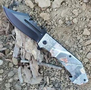 8.5" SPRING OPEN ASSISTED TACTICAL Natural FOLDING POCKET KNIFE EDC Blade - Picture 1 of 2