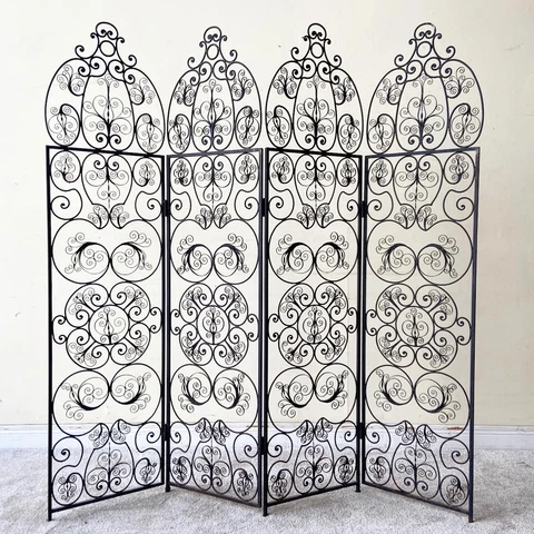 Antique Wrought Iron Room Divider - 4 Panels Cover