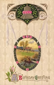 Postal: Un saludo de cumpleaños, DB 1910, sin publicar, en relieve - Imagen 1 de 2