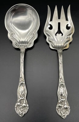2 Pc Watson Sterling Silver Lily Pattern Serving Set Fish / Salad - Image 1 of 4