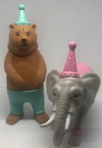 Target Ankyo Animals Bear & Elephant Wearing Circus Party Hats Cake Toppers