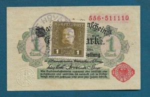 1 Mark 1914. Germany banknotes, Croatian stamp Austria-Hungary Military Post ! - Picture 1 of 2