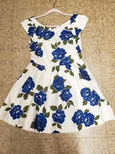 Minkpink White Blue Floral Short Frock Dress Medium Cottage Core Fit & Flare - Picture 1 of 6