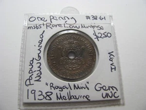 1938 New Guinea Penny Coin Papua PNG Territory Lower Mintage GEM Uncirculated #1 - Bild 1 von 11