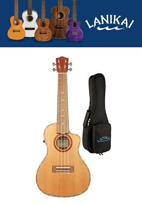 Lanikai Cedar Solid Top Electric Concert Ukulele Natural +Ship Authorized Dealer - Image 1 of 4