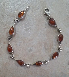 Sterling Silver 925, Amber Beads Amber Bracelet! - Picture 1 of 3