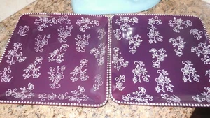 Temp-Tations, floral lace, 4 Teller 27,5x27,5cm, Aubergine, NEU ohne OVP! - Bild 1 von 4