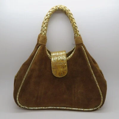 Bolso pequeño Fatto a Mano de cuero de gamuza marrón de mano para mujer de Carlos Falchi Foto 1 de 4