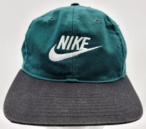 Vintage 90's Nike Swoosh Spell Out Snapback HAT CAP Green Black One Size - Picture 1 of 6