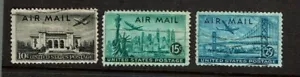 1946-7 U.S. AIRMAIL PAN-AM COMPLETE SET OF 3 Sc#C34-6 Postally Used - Picture 1 of 1