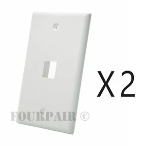 2 Pack Lot - Keystone 1 Hole Port Jack Wall Face Plate Network CAT5e CAT6 White - Picture 1 of 2