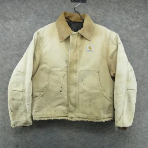 VTG Carhartt Jacket Mens Medium Brown Arctic Detroit Faded 90s Canvas J02 J22 - Picture 1 of 19