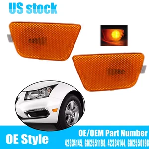 Side Marker Light Lamp w/Bulbs For Chevy Cruze 2011-2015 Front Bumper Reflector - Bild 1 von 10
