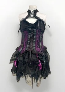 Gothic Dress Vintage Short Black/ Purple Dress Sm - Bild 1 von 2