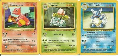Starter pokemon cards Ivysaur Wartortle Charmeleon Base Set 2 Fan favorites NM - Image 1 of 2
